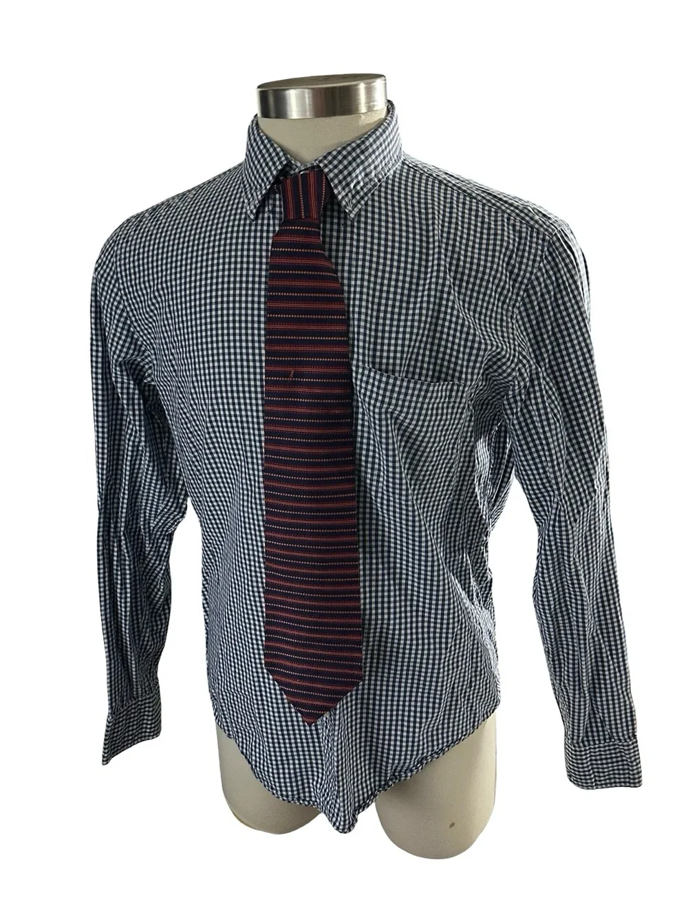 J Crew Slim Fit Gingham Check Dress Shirt Blue White Button Down Sz L Cotton